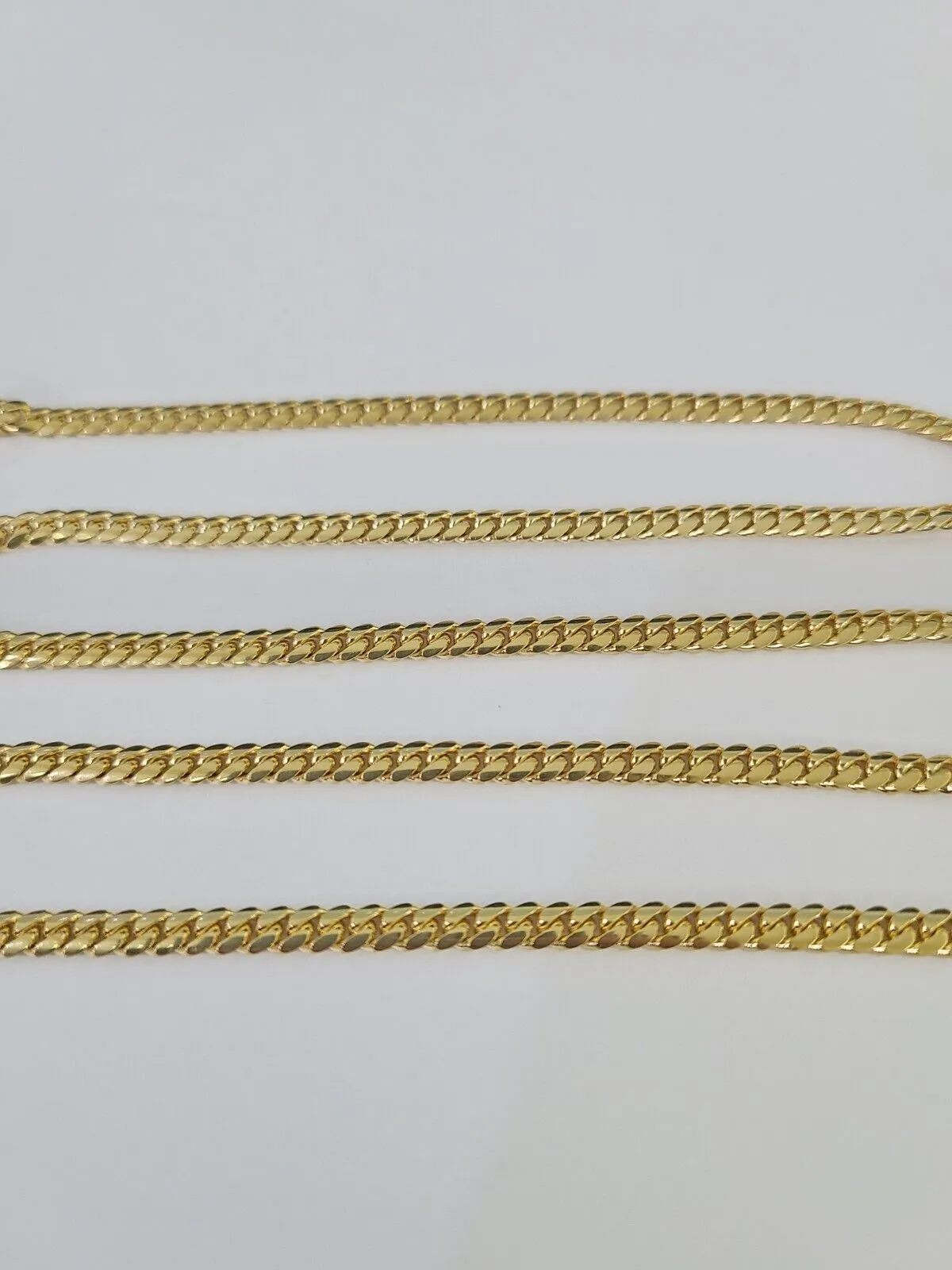 18k Solid Miami Cuban Necklace Chain Yellow Gold 4mm 18" 20" 22" 24" Inch Real