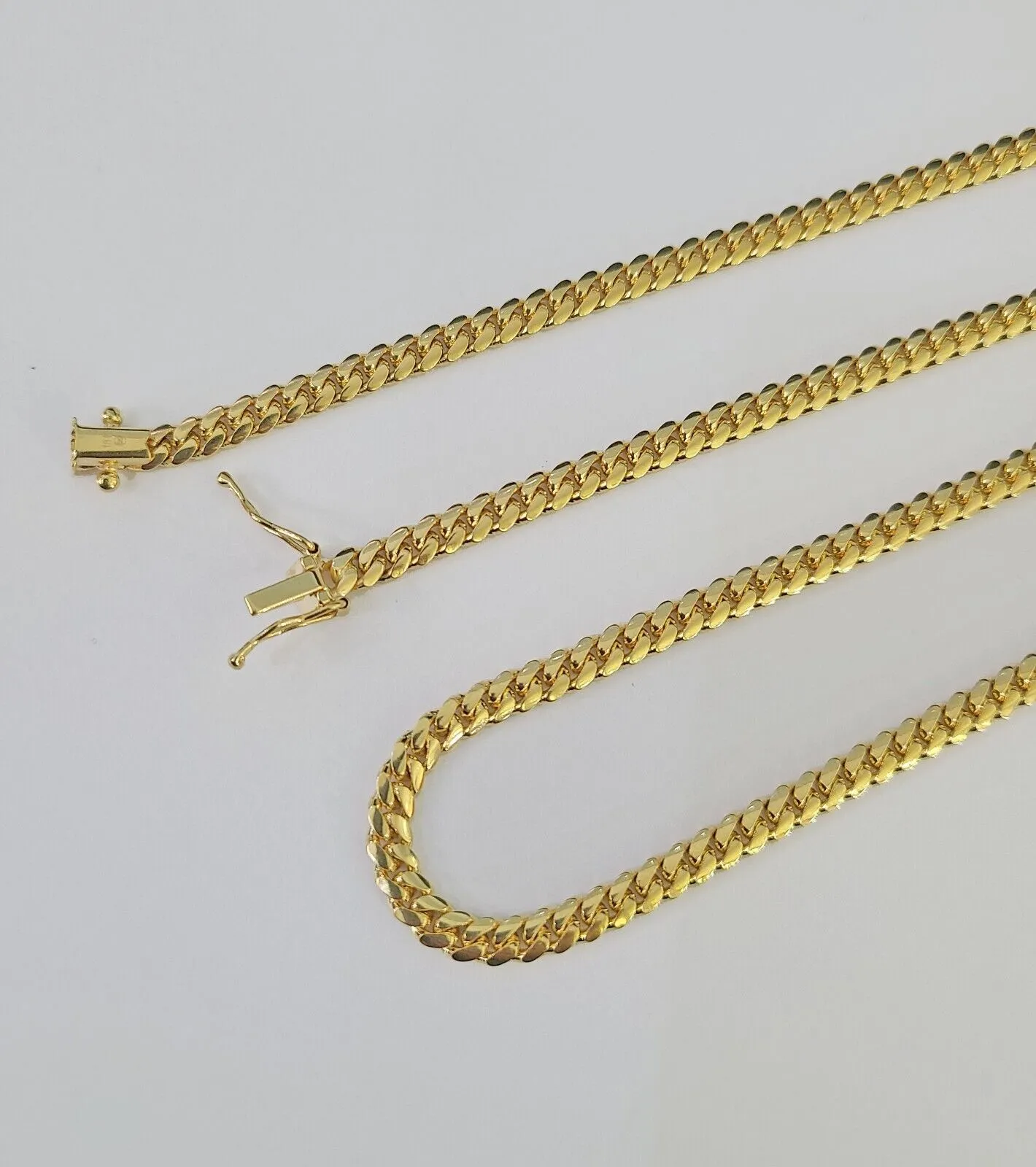 18k Solid Miami Cuban Necklace Chain Yellow Gold 4mm 18" 20" 22" 24" Inch Real