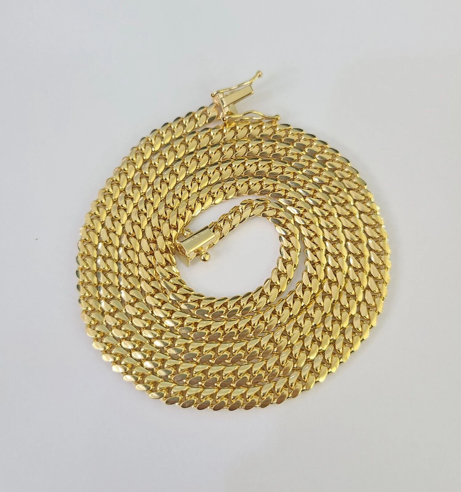 18k Solid Miami Cuban Necklace Chain Yellow Gold 4mm 22" Inch Genuine Real