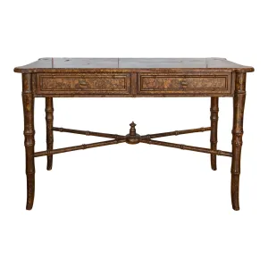 20th Century Boho Chic Bamboo Desk with Tortoise Finish