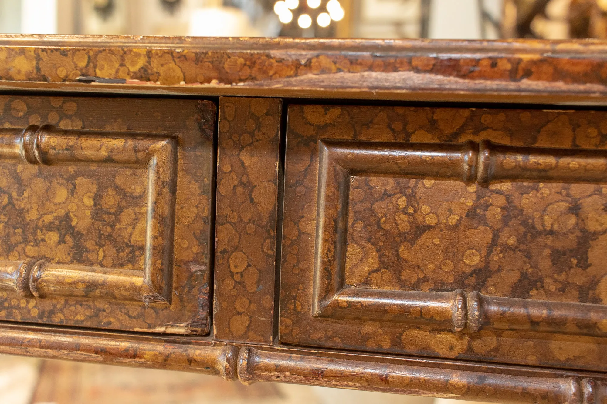 20th Century Boho Chic Bamboo Desk with Tortoise Finish