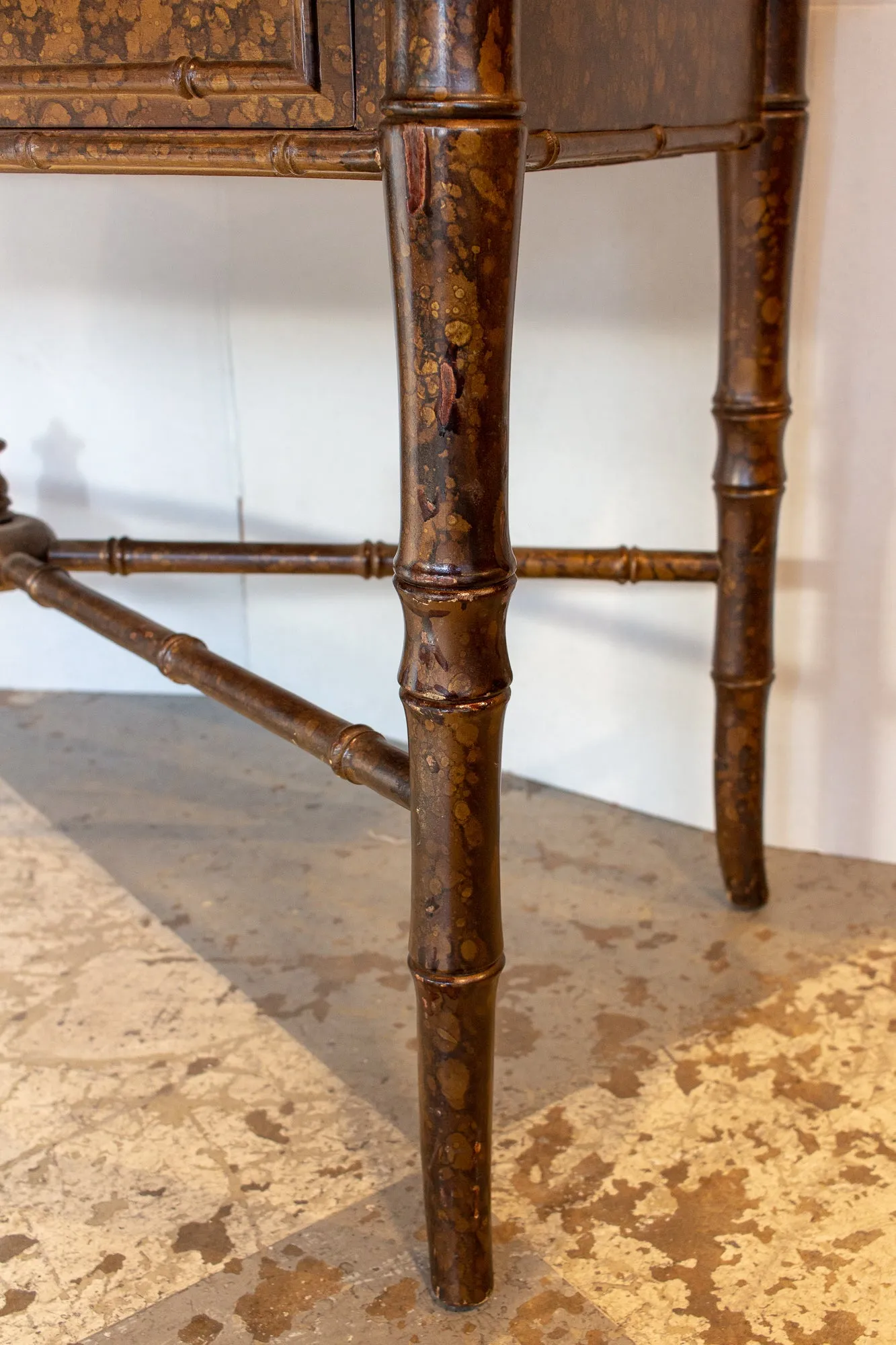 20th Century Boho Chic Bamboo Desk with Tortoise Finish