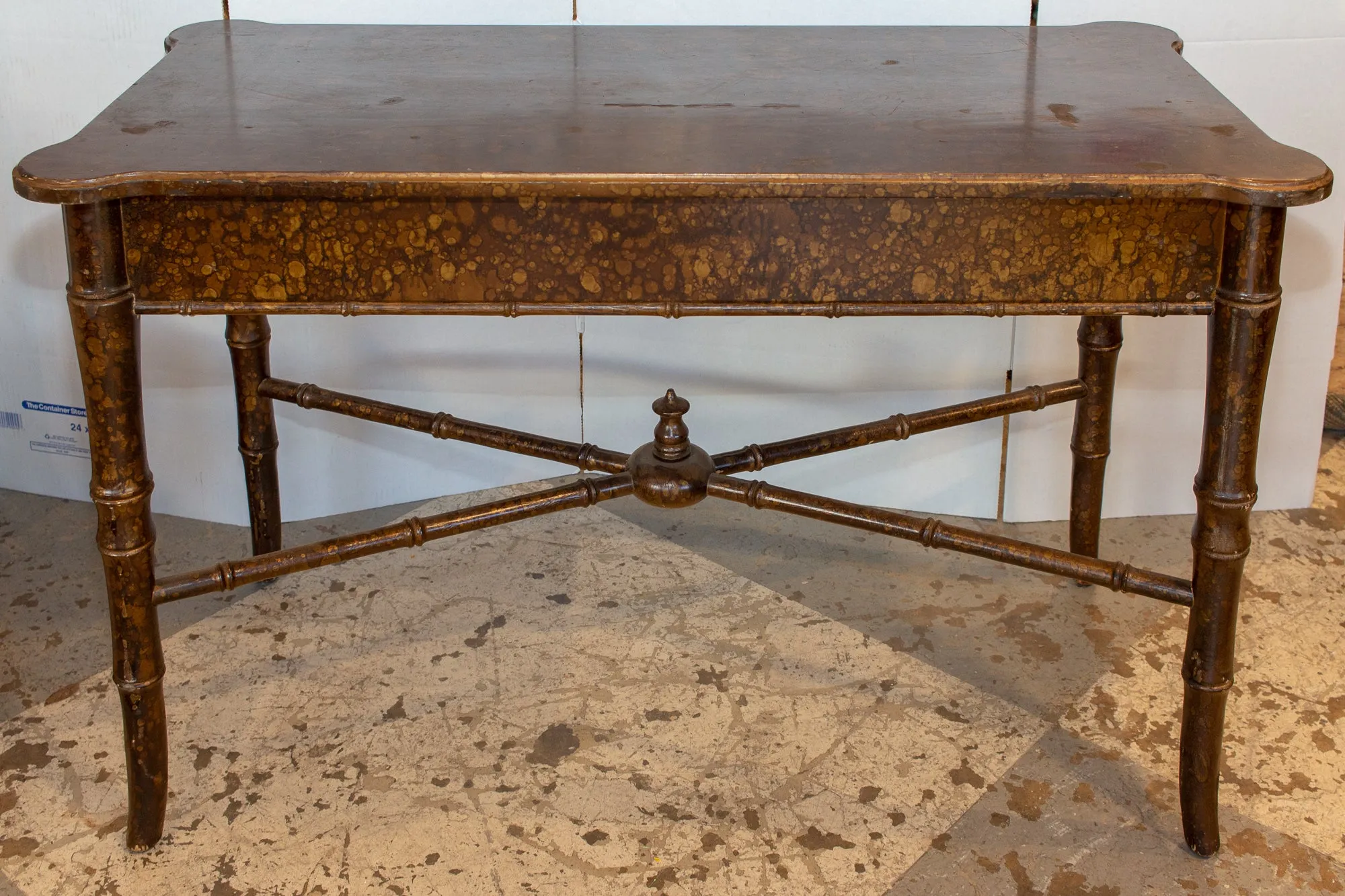 20th Century Boho Chic Bamboo Desk with Tortoise Finish
