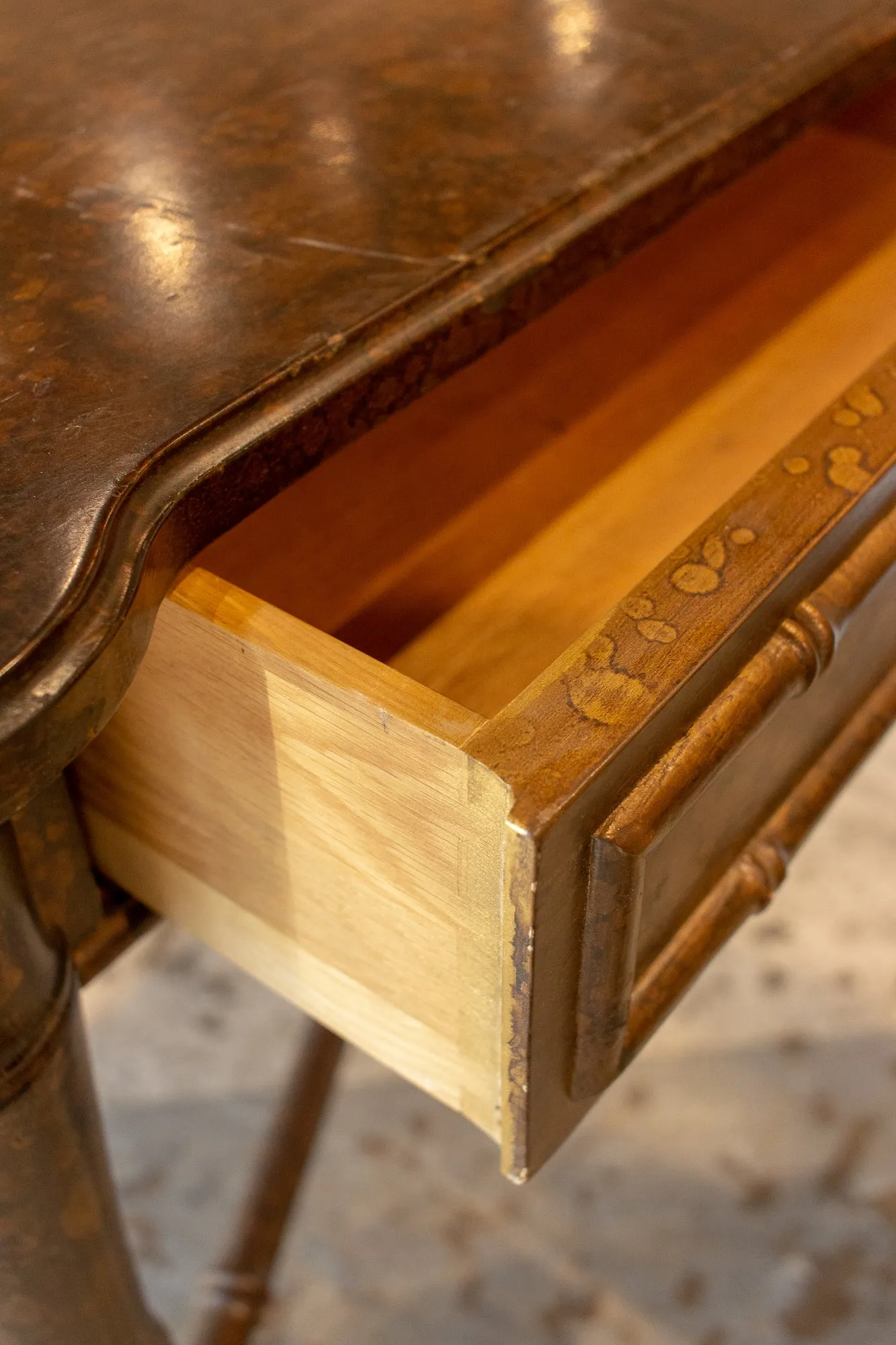 20th Century Boho Chic Bamboo Desk with Tortoise Finish