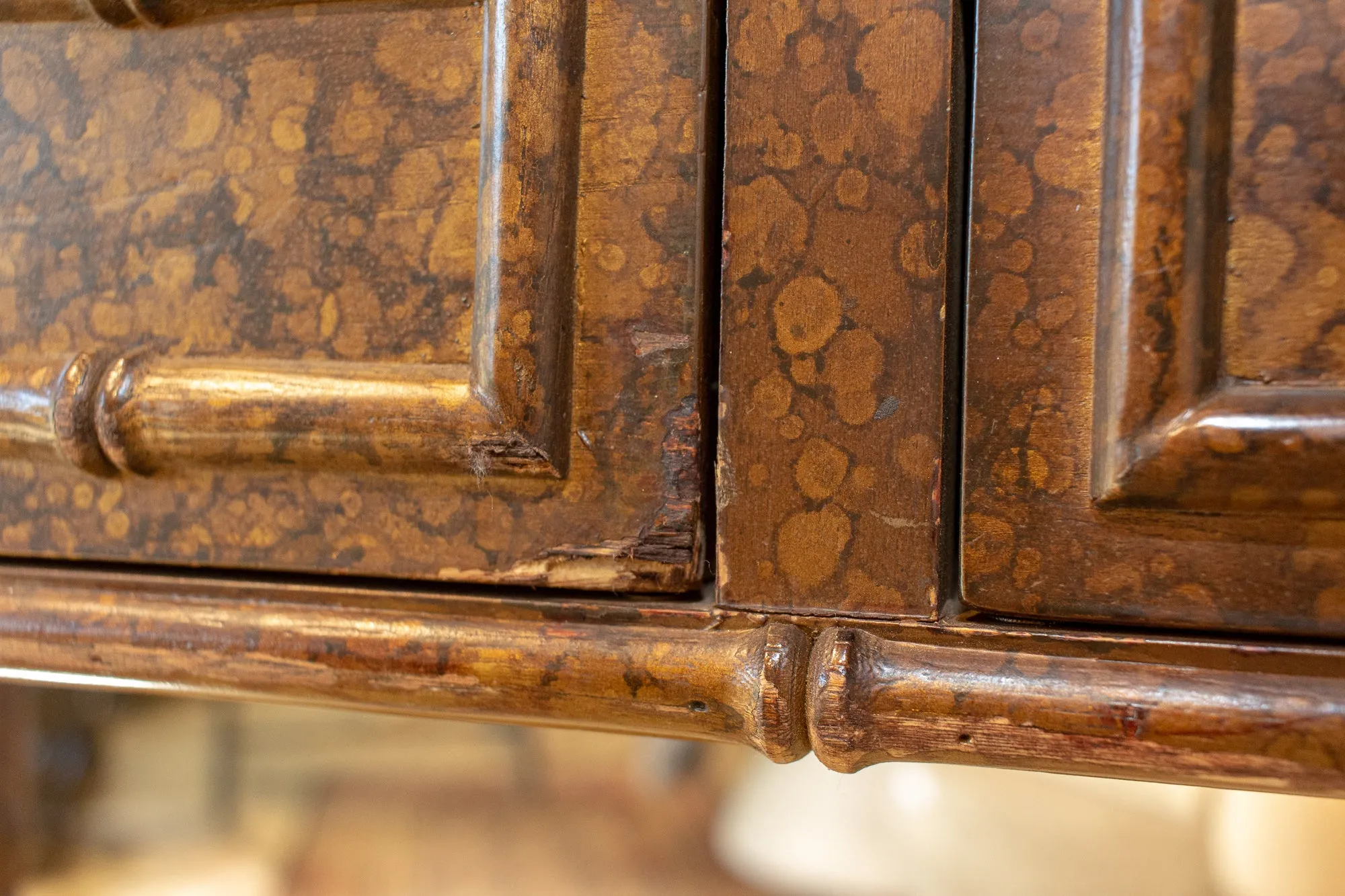 20th Century Boho Chic Bamboo Desk with Tortoise Finish