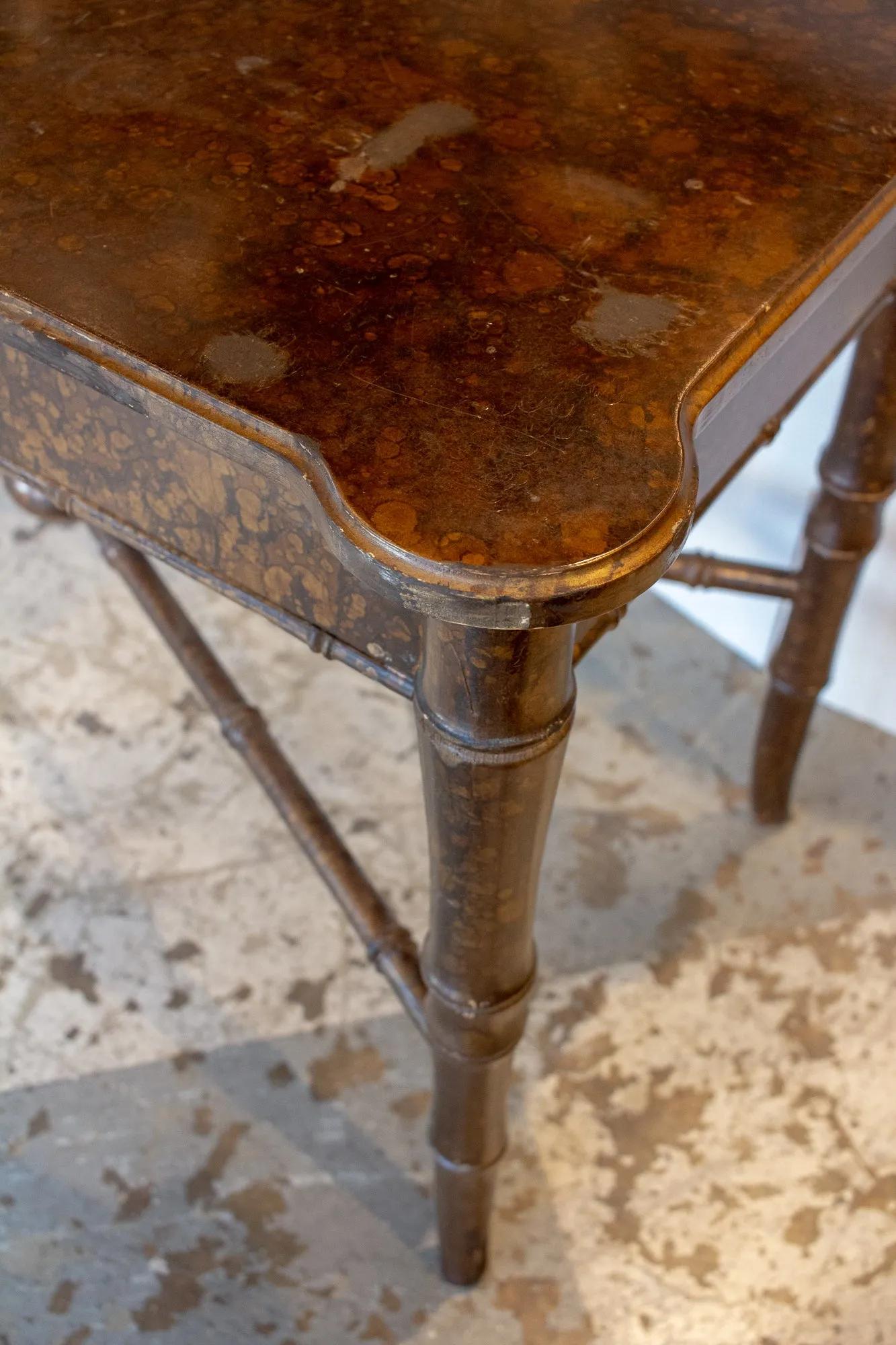 20th Century Boho Chic Bamboo Desk with Tortoise Finish