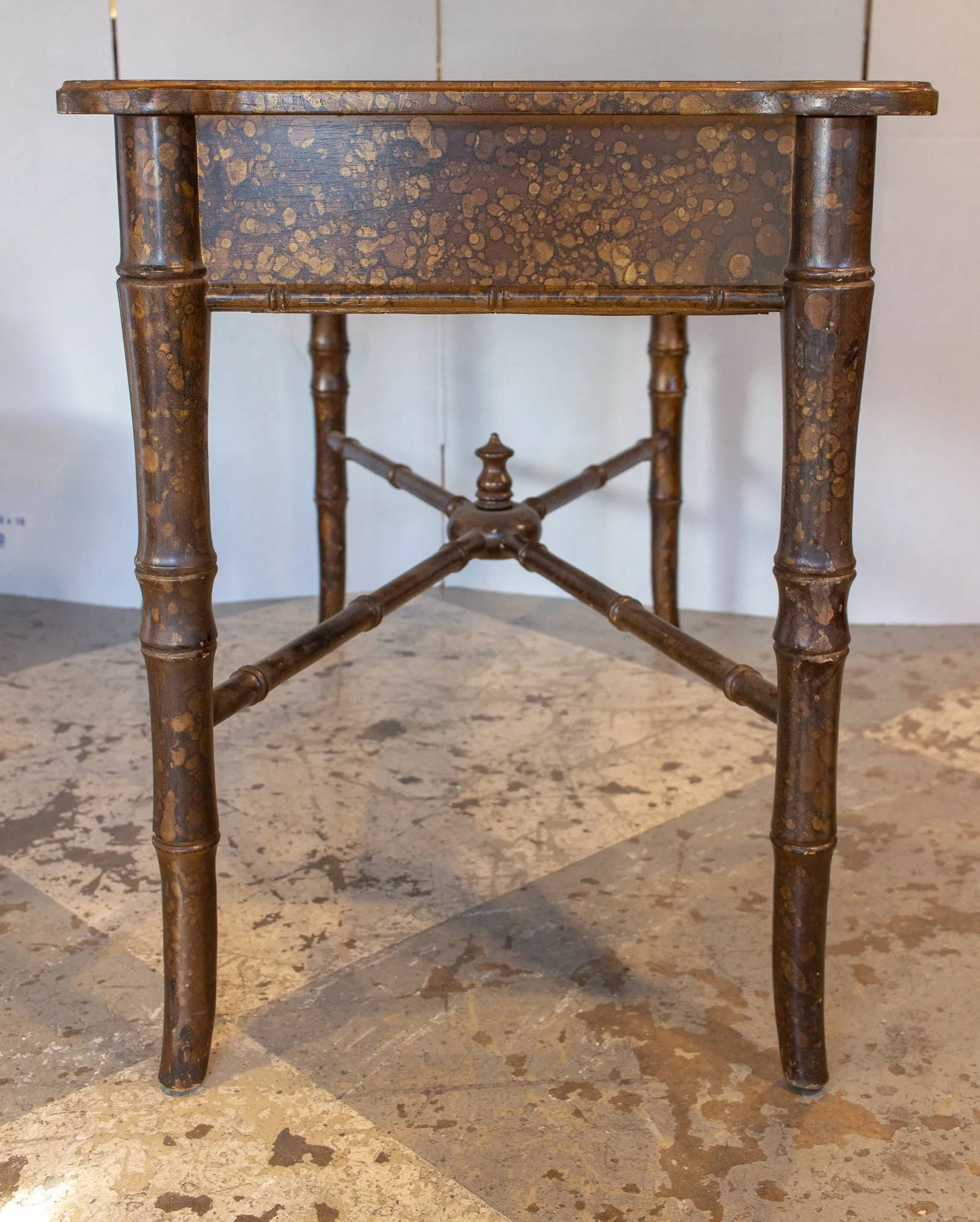 20th Century Boho Chic Bamboo Desk with Tortoise Finish