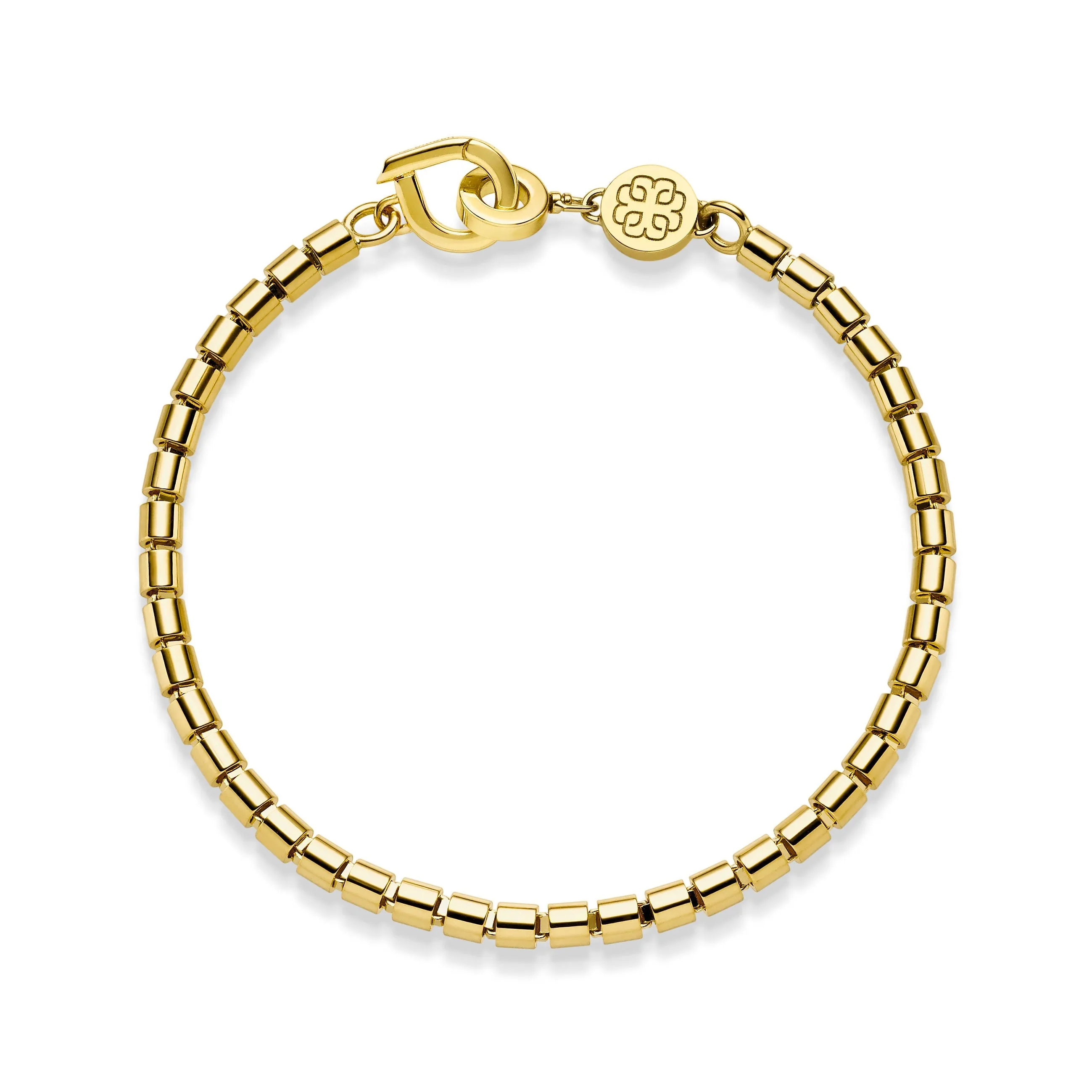 400010 18KTYG Classic Round Link Bracelet, 17cm