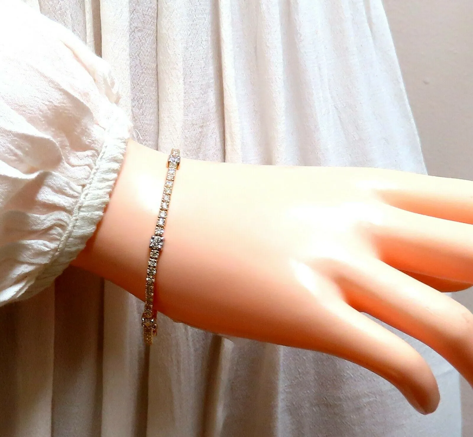 4.51ct Natural Diamonds Tennis Bracelet 14kt Gold Classic Station Alternate