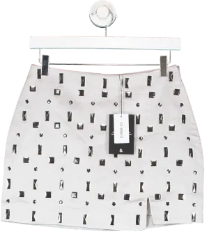 4th & Reckless Metallic Daphne Silver Embellished Mini Skirt UK 6
