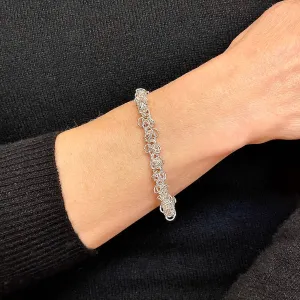 7.75" Handcrafted 925 Sterling Silver Frilly Byzantine Bracelet with Toggle Clasp