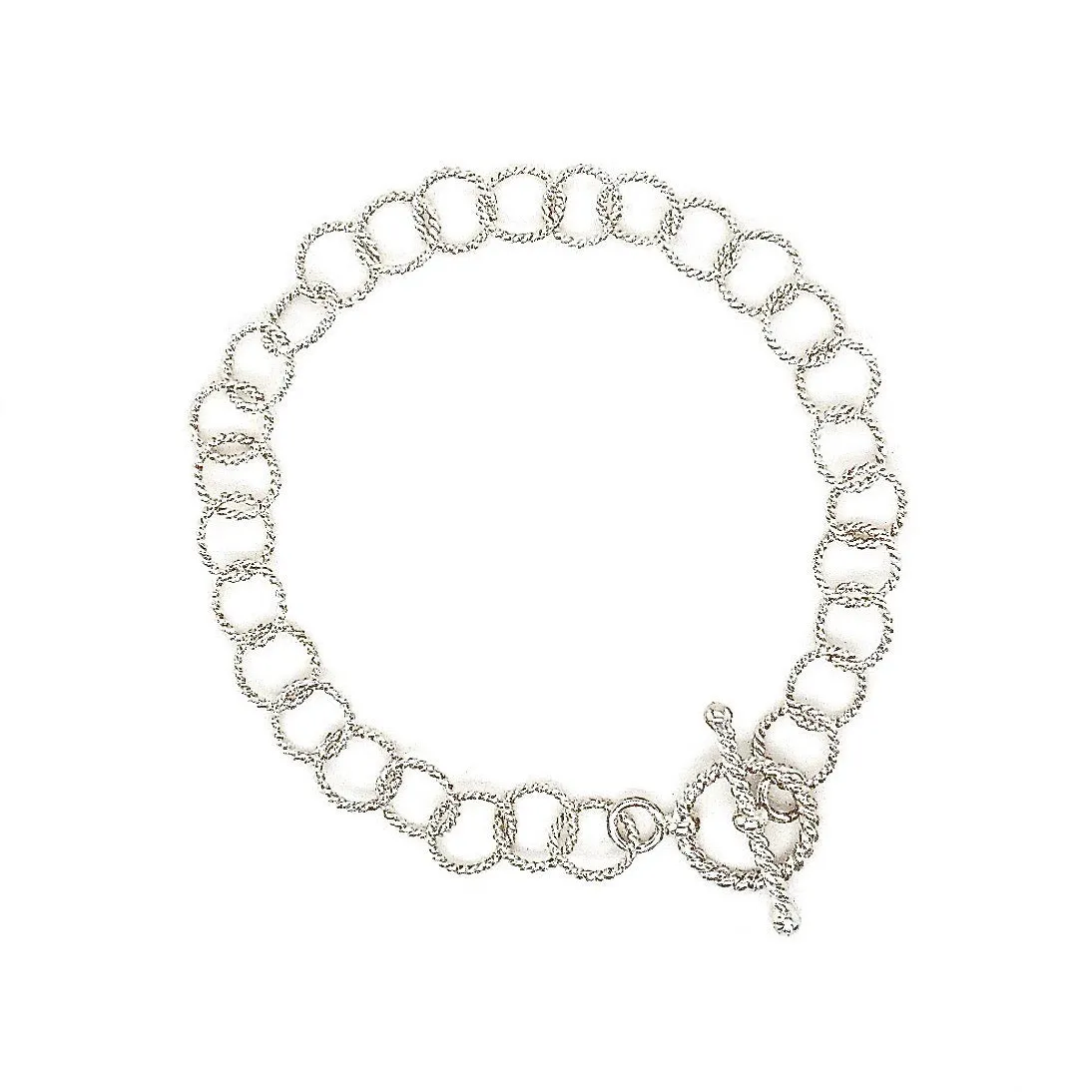 7" Handcrafted 925 Sterling Silver Circles Bracelet with Toggle Clasp