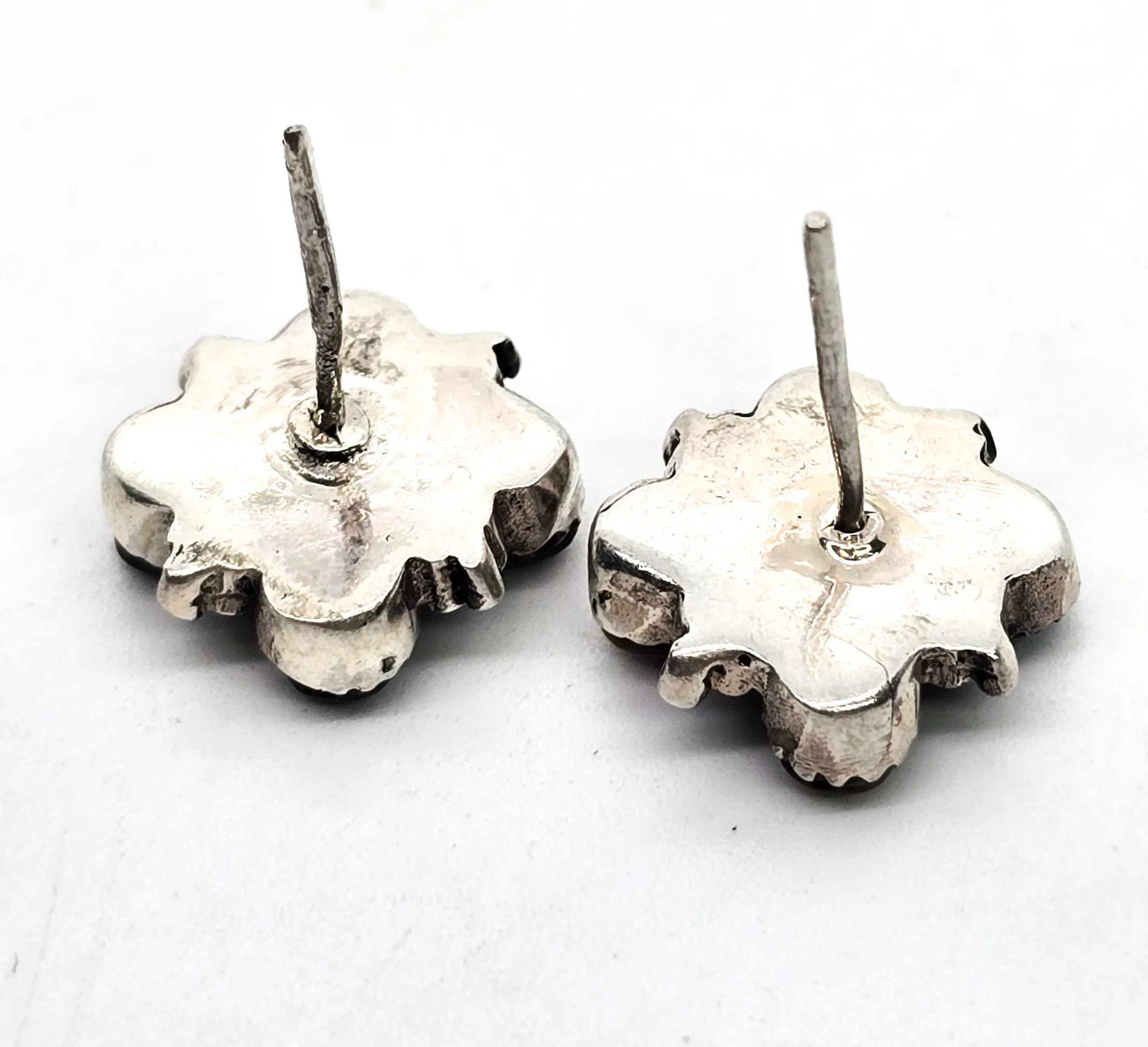 Abalone Paua shell thick flower sterling silver vintage stud earrings