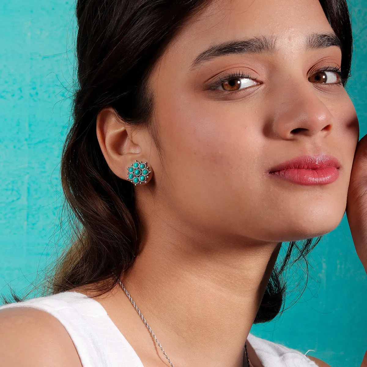 Adaa Turquoise Silver Earrings by MOHA