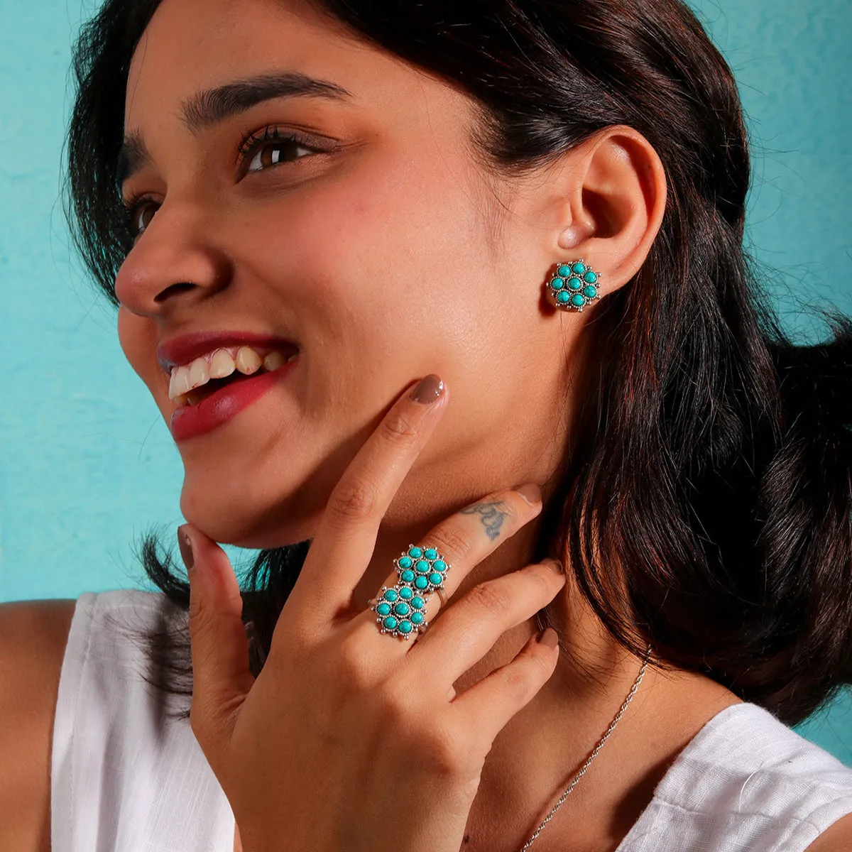 Adaa Turquoise Silver Earrings by MOHA