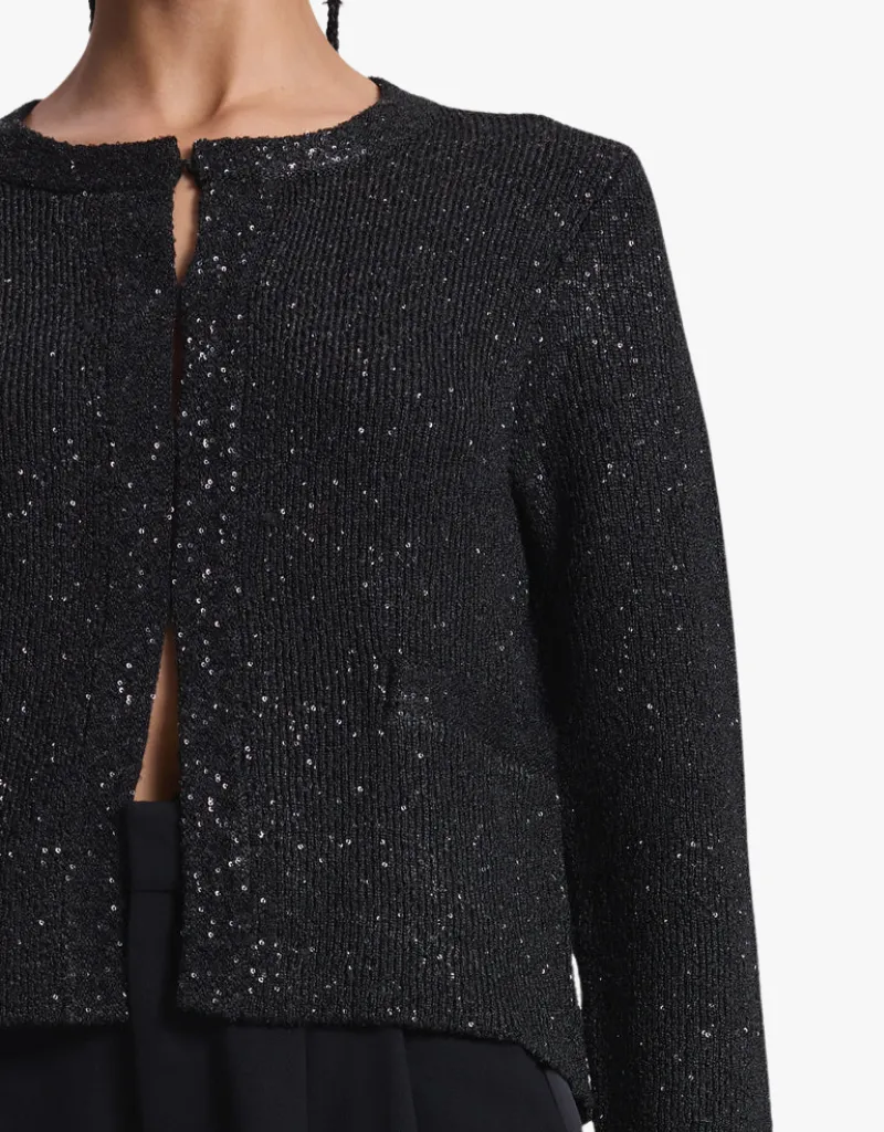 A.L.C. Meg Sequin Embellished Cardigan in Black