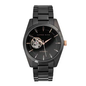 Alfred Sung Automatic Rosegold Accents Black Bracelet Men's watch