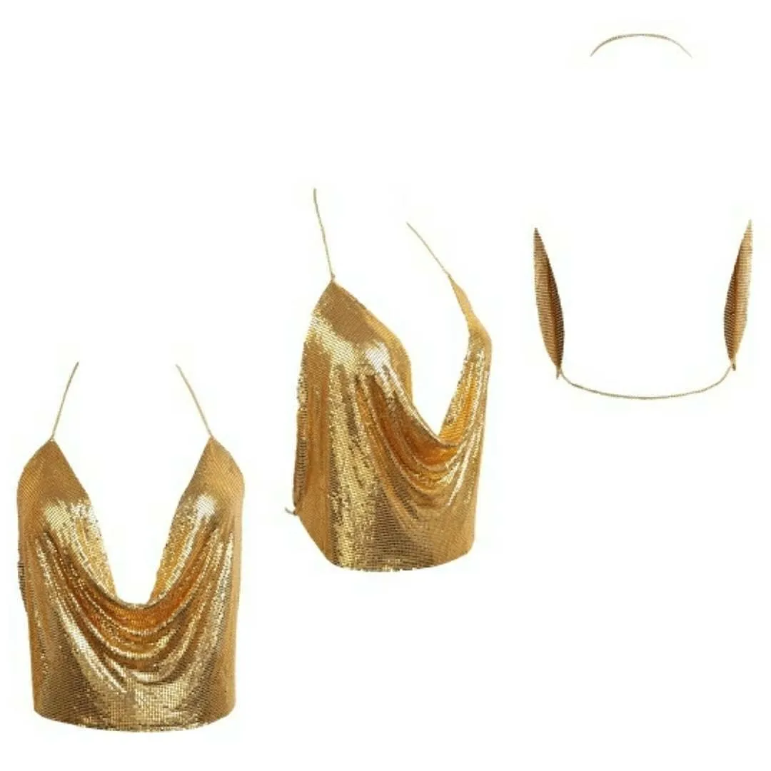 All Chained Up Glitz Top (Gold)