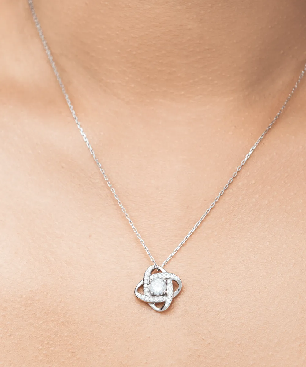 [Almost SOLD OUT] Gift To Daughter - When You Feel -  Love Knot Silver Necklace  With Message Card Gift For Birthday, Christmas, Special Occasion From Mom, Dad