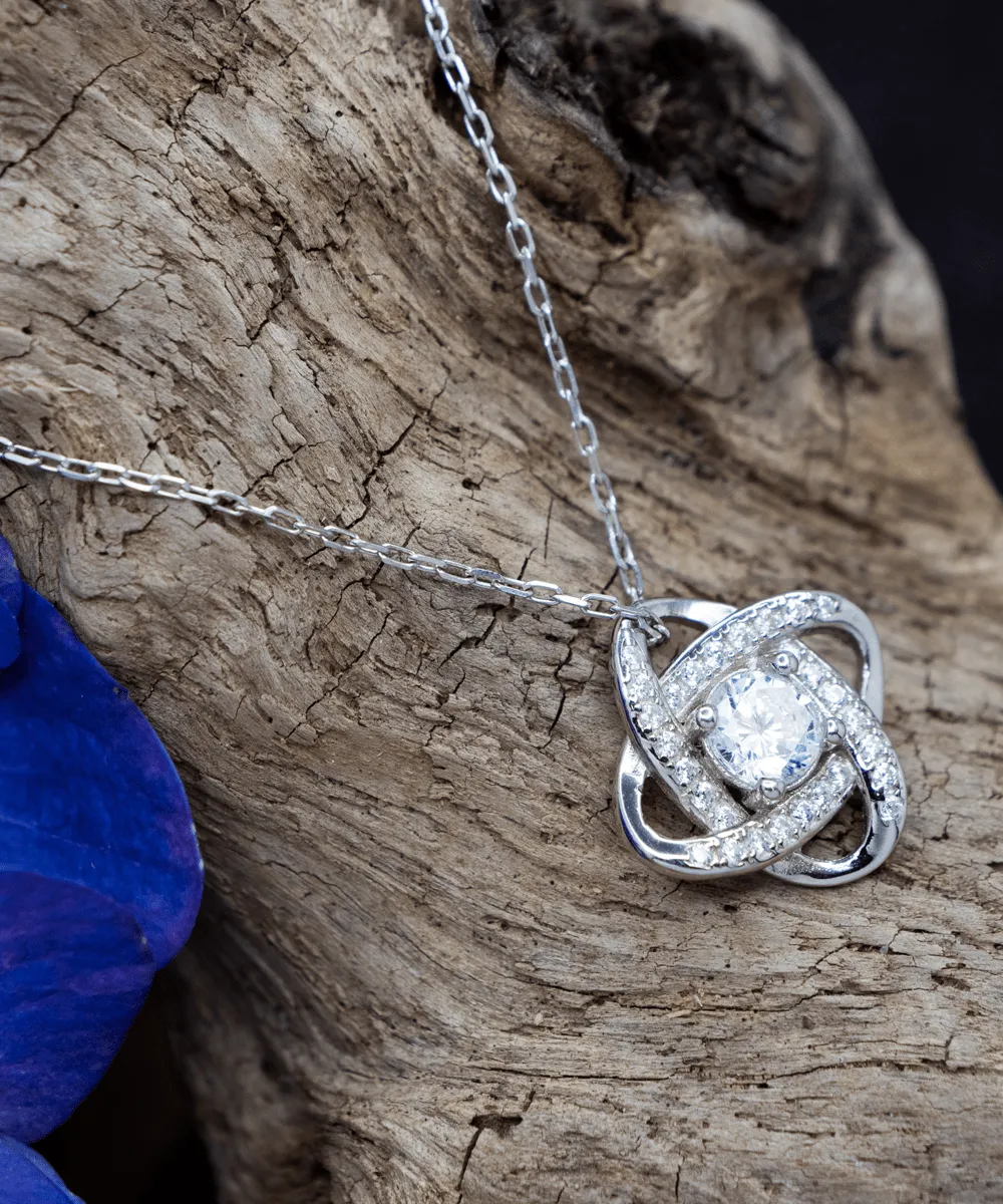 [Almost SOLD OUT] Gift To Daughter - When You Feel -  Love Knot Silver Necklace  With Message Card Gift For Birthday, Christmas, Special Occasion From Mom, Dad