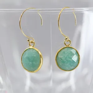 Amazonite Half Hoop Earrings | Gold Bezel | Gold-Filled Hoops