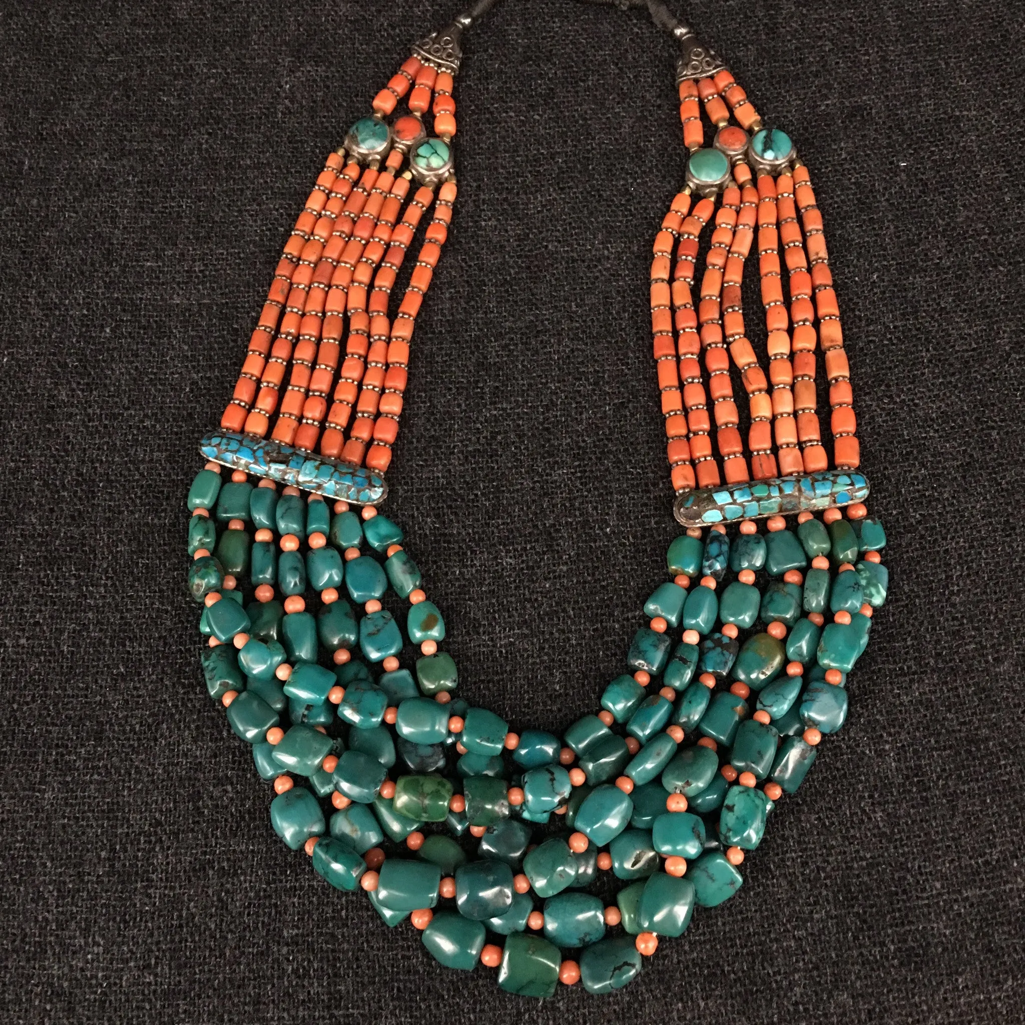 Antique Tibetan Turquoise and Coral Necklace