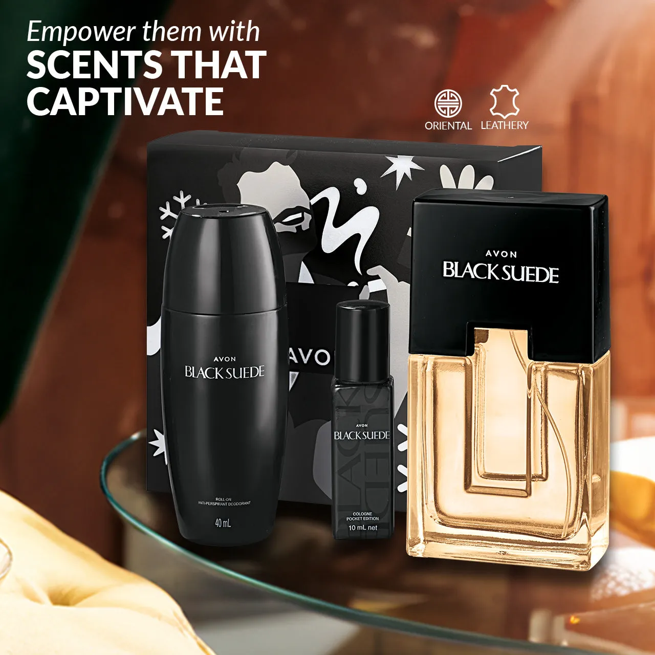 Avon Black Suede Holiday Gift Set