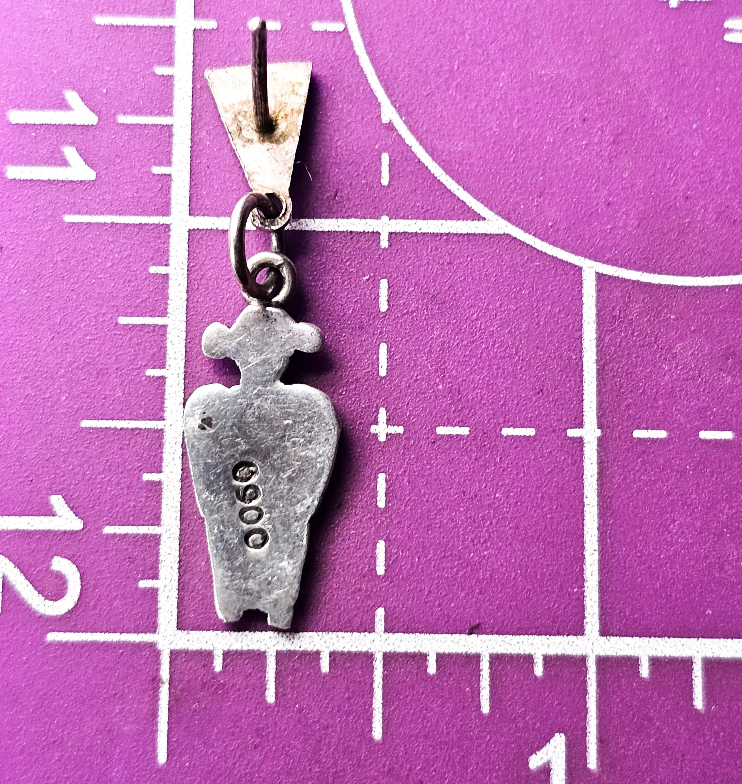 Aztec flute playing silhouette vintage 900 sterling silver post earrings