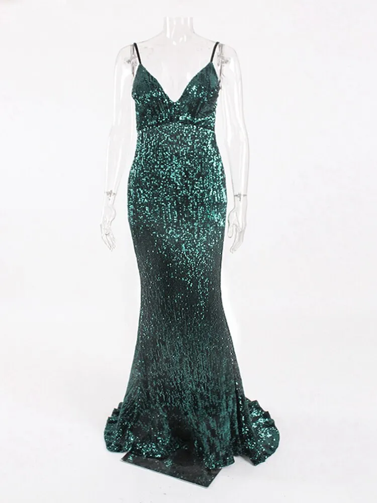 Backless Deep V Neck Sleeveless Dress