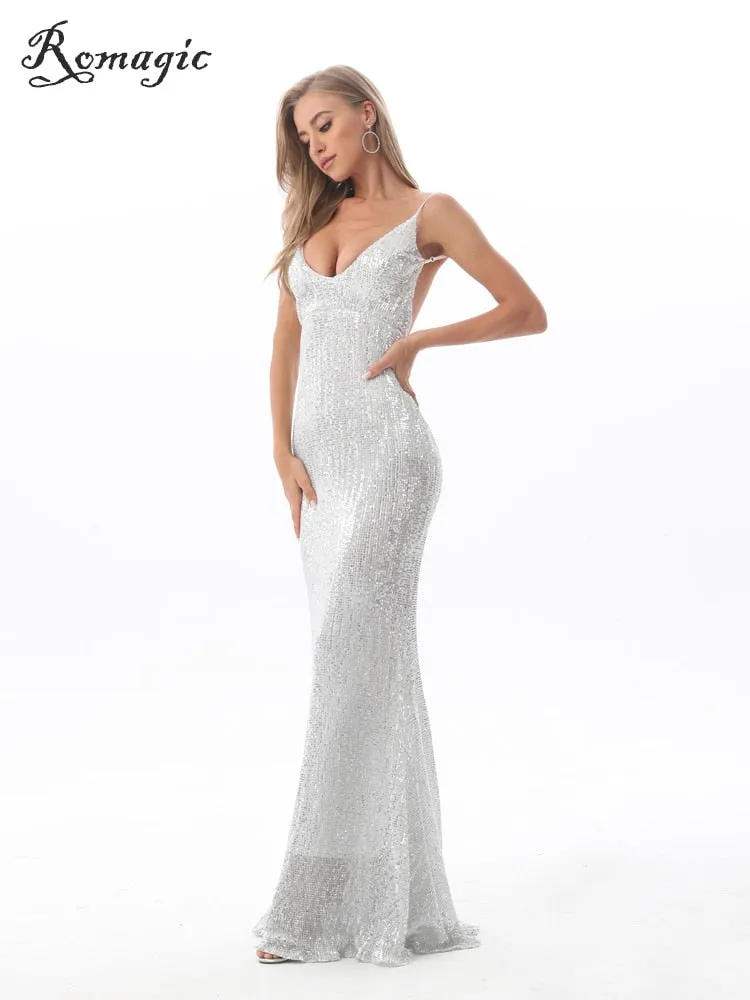 Backless Deep V Neck Sleeveless Dress