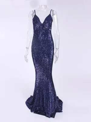 Backless Deep V Neck Sleeveless Dress