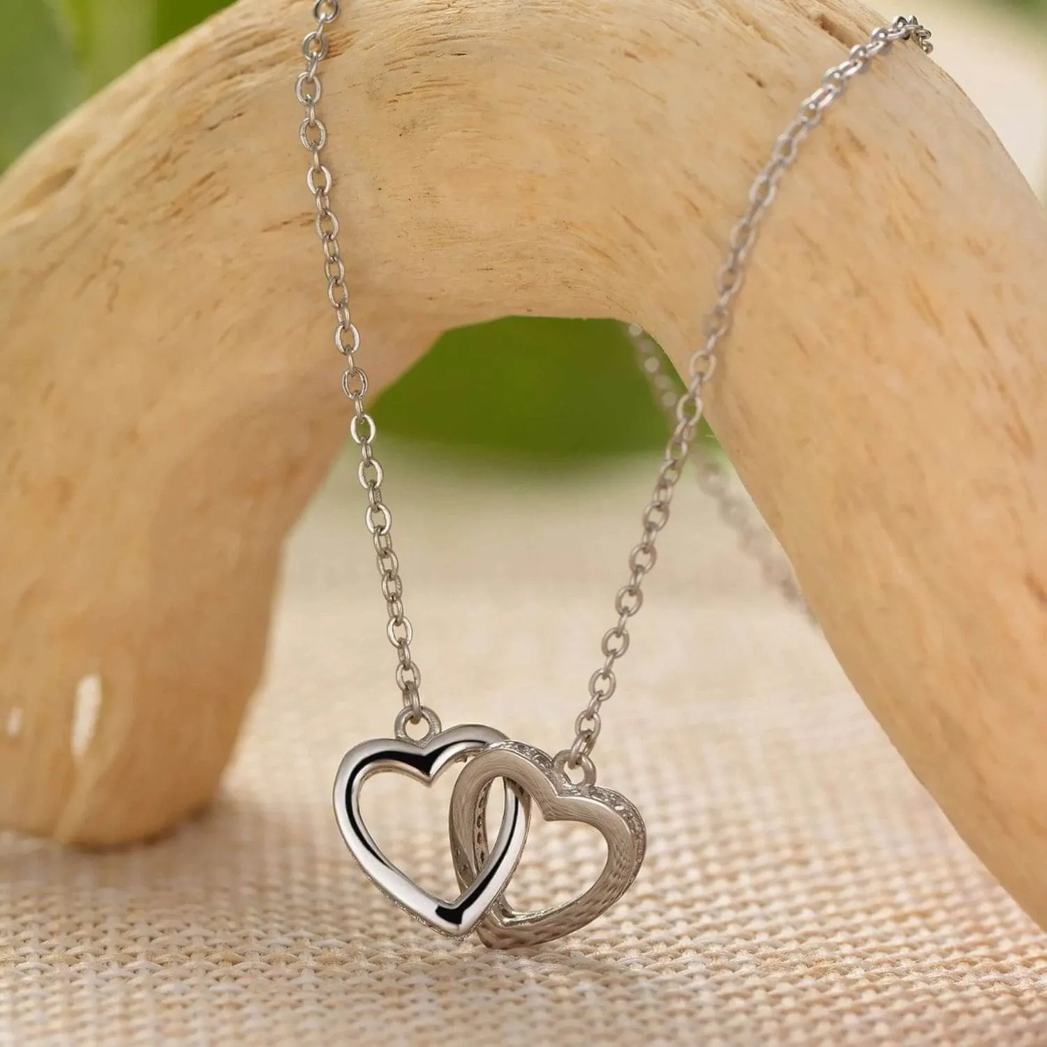 Best Friend Funny Birthday - Interlocking Silver Hearts Necklace FR6