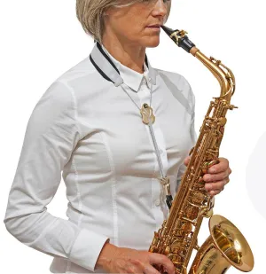 BG Saxophone Leather Strap ~ White ~ Alto, Tenor Sax