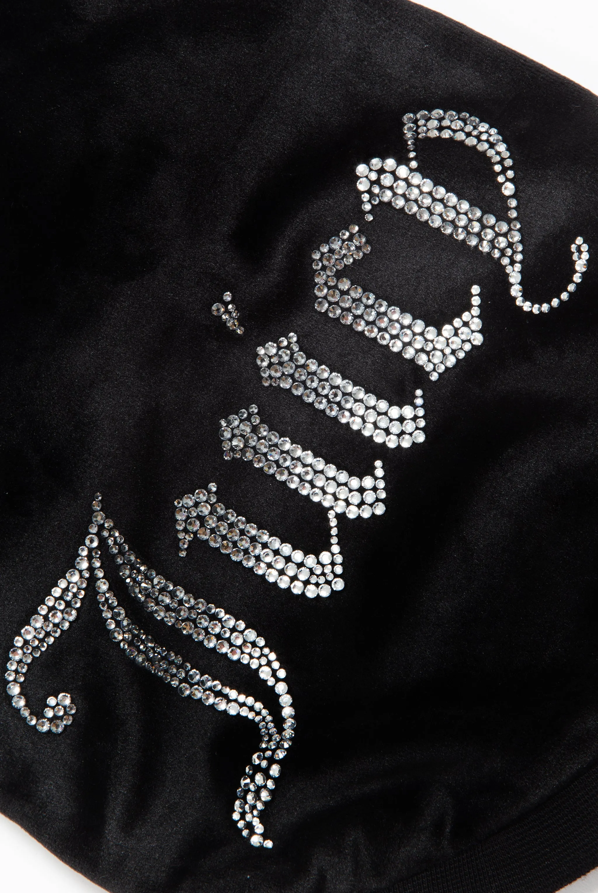BLACK DIAMANTÉ LOGO VELOUR PET HOODIE