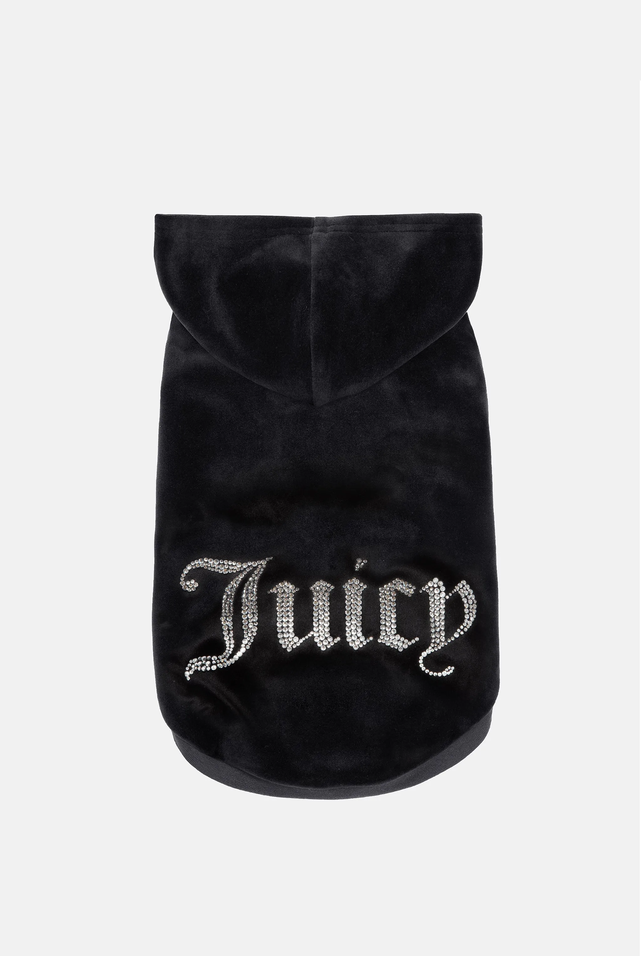 BLACK DIAMANTÉ LOGO VELOUR PET HOODIE