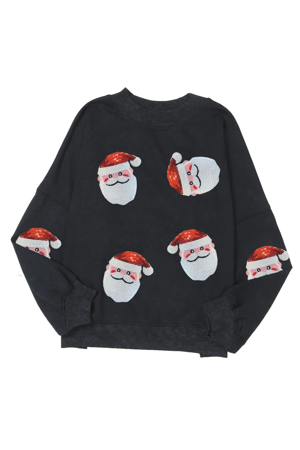 Black Sequined Santa Claus Christmas Fashion Sweatshirt