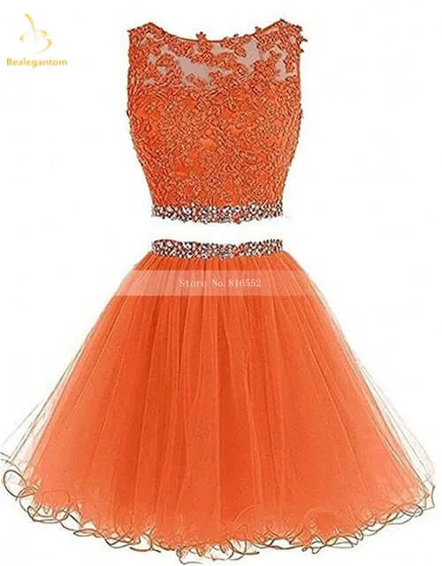 Black Two Piece Tulle Short Graduation Homecoming Dresses For Juniors