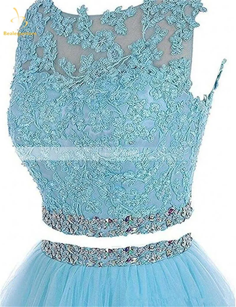 Black Two Piece Tulle Short Graduation Homecoming Dresses For Juniors