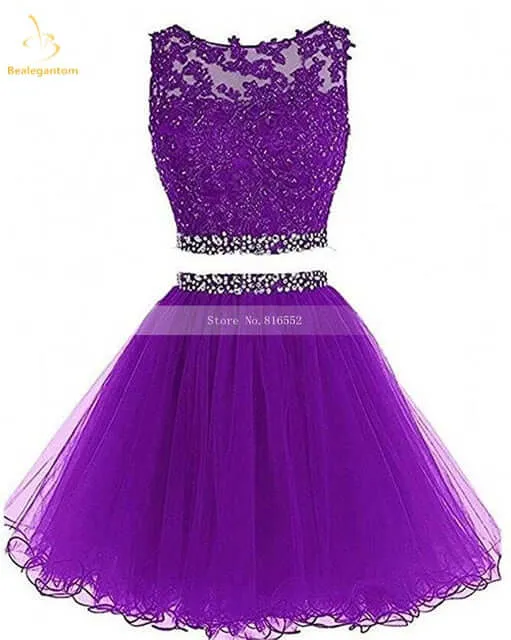 Black Two Piece Tulle Short Graduation Homecoming Dresses For Juniors