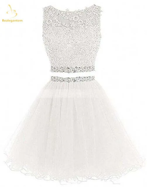 Black Two Piece Tulle Short Graduation Homecoming Dresses For Juniors
