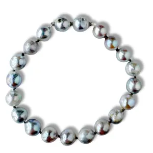 Blue Akoya Pearl Bracelet with Aquamarine Gemstone Clasp