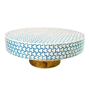Blue Bone Inlay Brass Leg Round Coffee Table