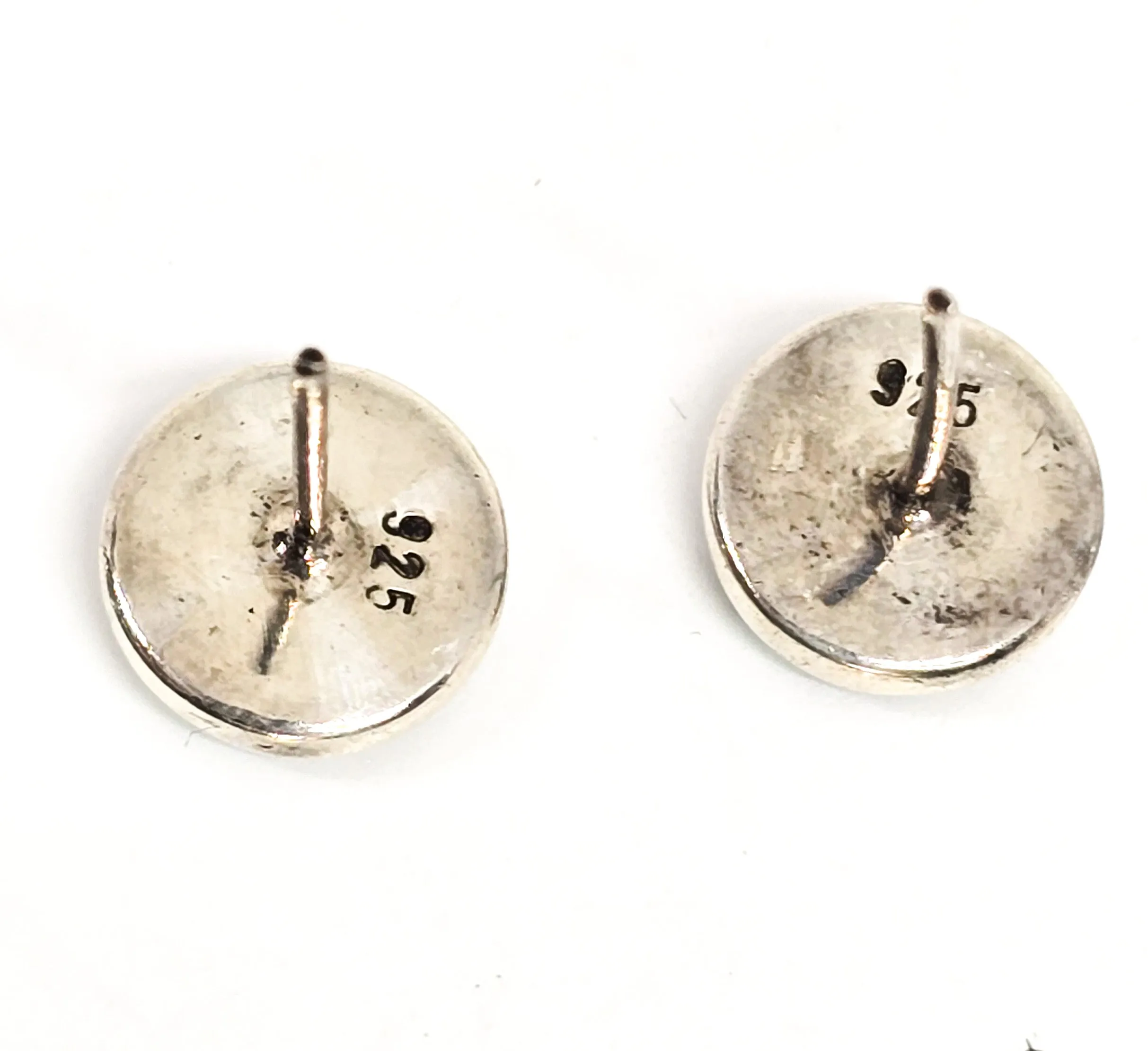 Blue Lace Agate blue gemstone sterling silver post stud vintage earrings