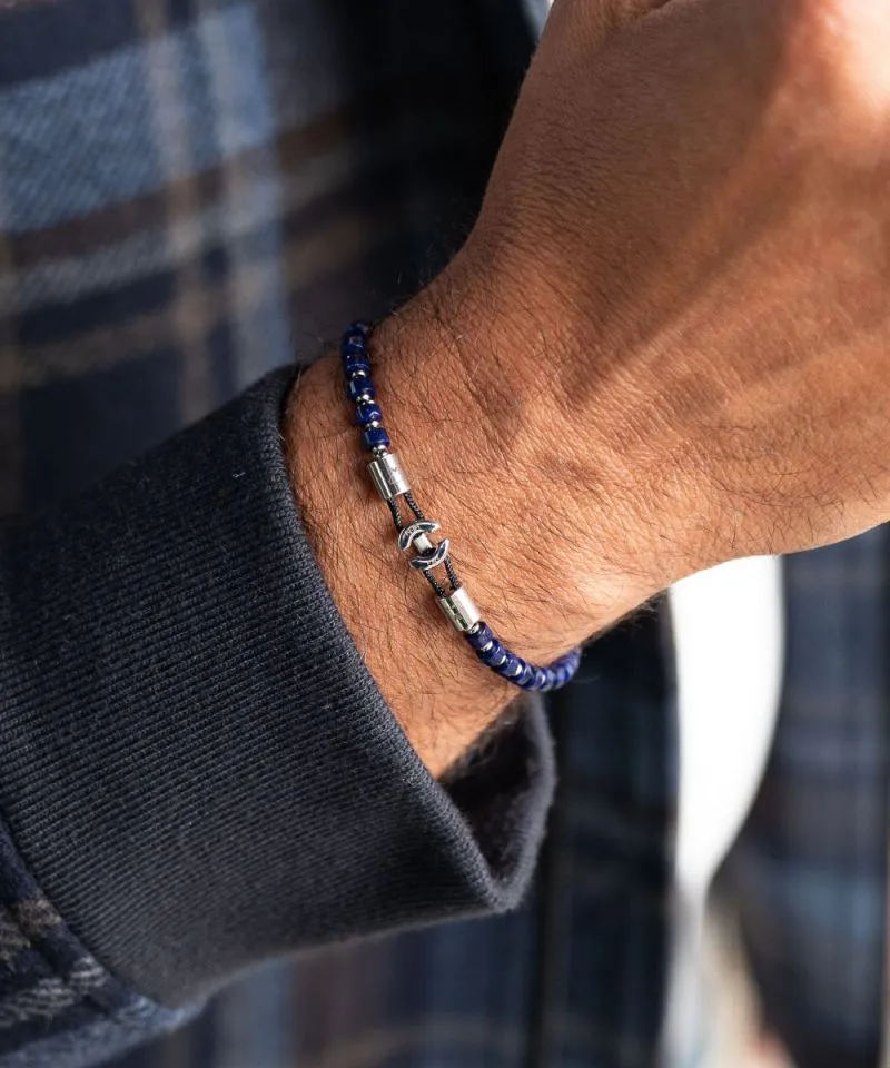 Brontide 4mm Beaded Bracelet in Lapiz Lazuli & Silver