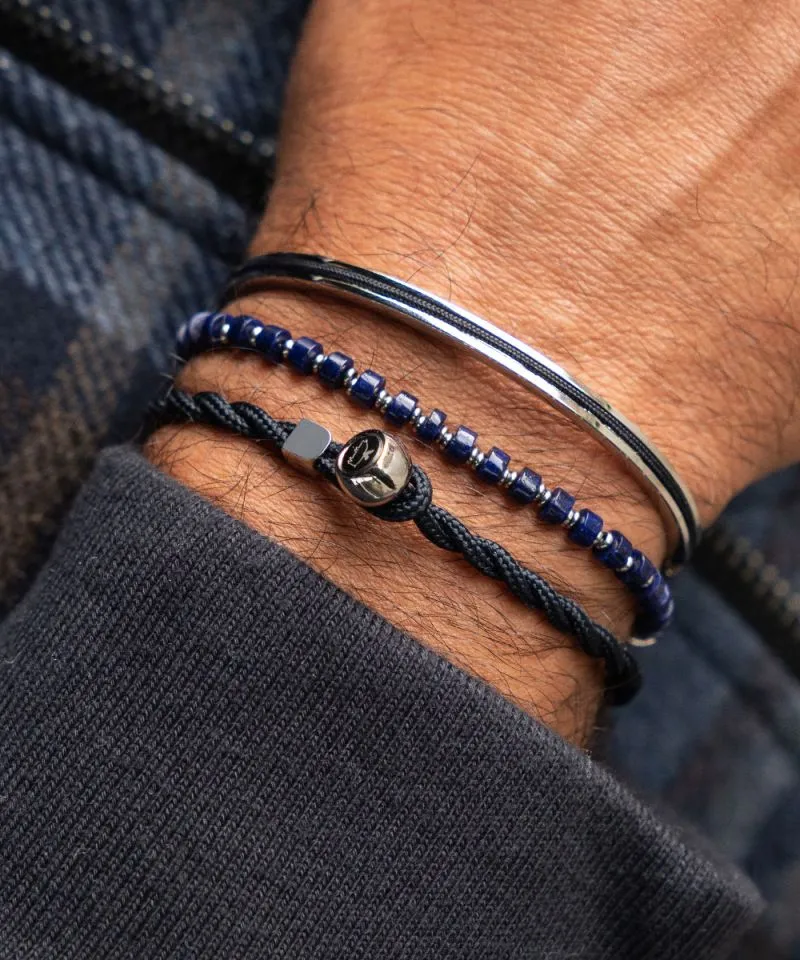 Brontide 4mm Beaded Bracelet in Lapiz Lazuli & Silver