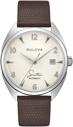 Bulova Men's Frank Sinatra 'Fly Me To The Moon' Brown Leather Strap Watch 96B347