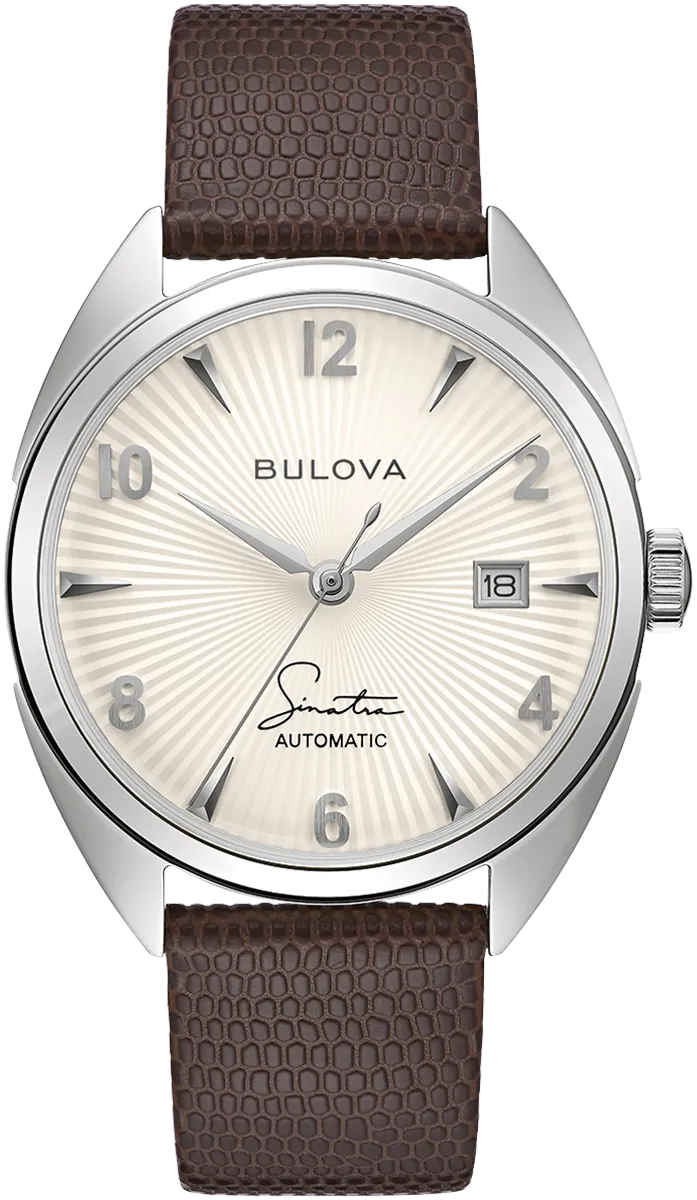 Bulova Men's Frank Sinatra 'Fly Me To The Moon' Brown Leather Strap Watch 96B347