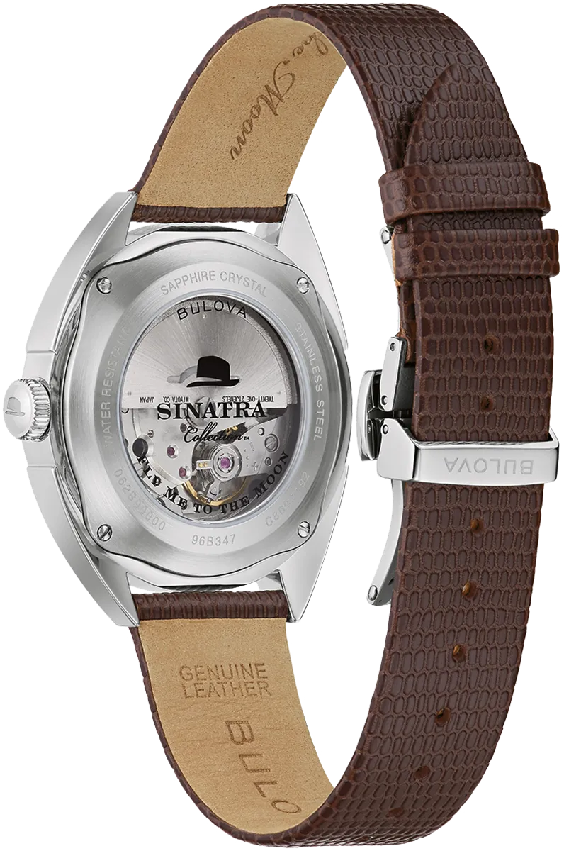Bulova Men's Frank Sinatra 'Fly Me To The Moon' Brown Leather Strap Watch 96B347