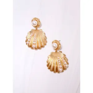 Caroline Hill - Caspian Pearl and Shell Earring Gold