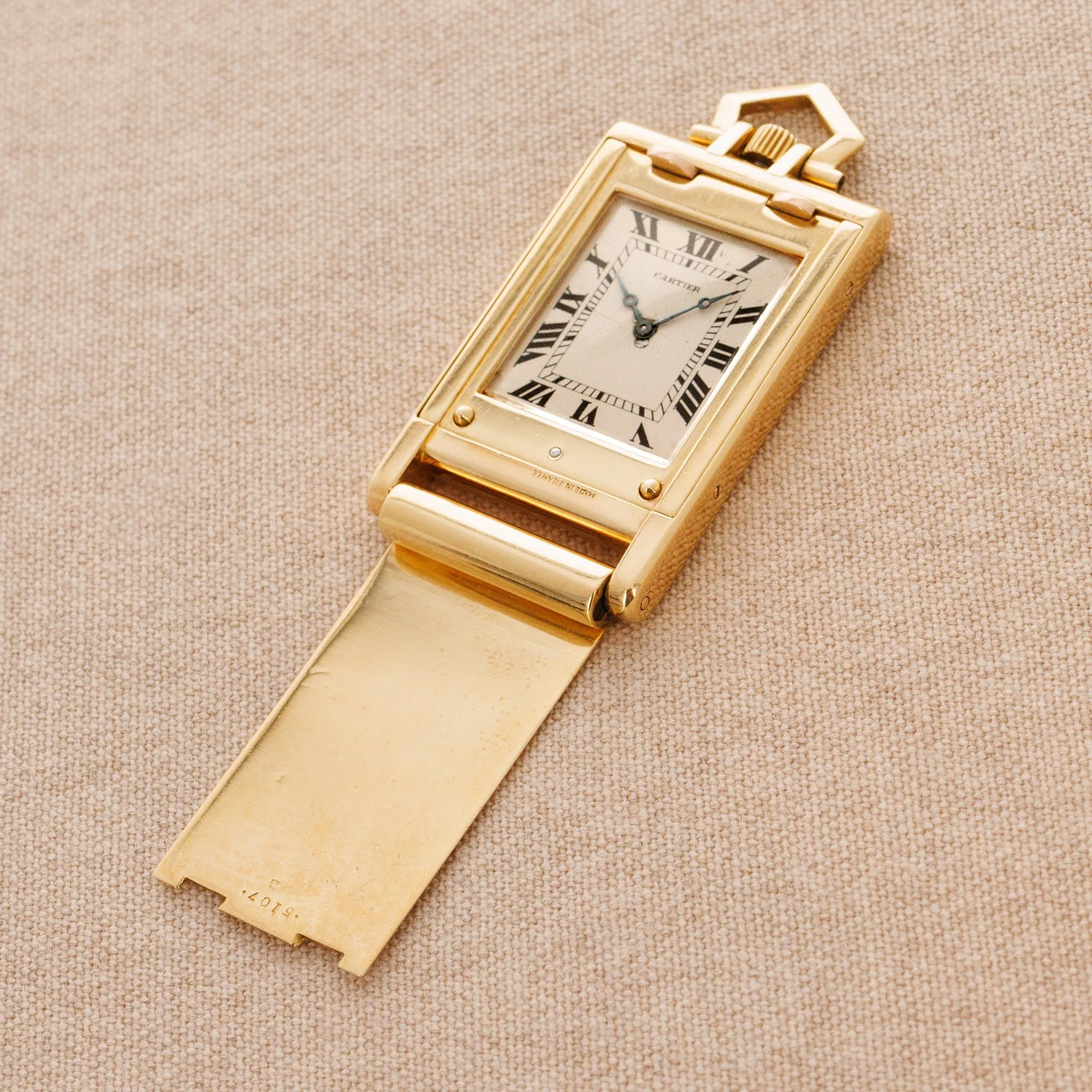 Cartier Yellow Gold Tank Travel Clock, Sold in London